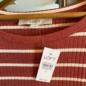 LOFT Dresses - Stripe ribbed belted midi Loft dress LOFT Dresses - Stripe ribbed belted midi Loft dress